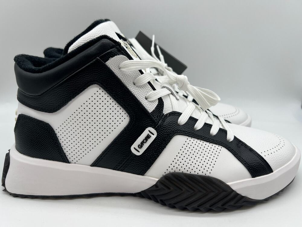 G/Fore G.112 Leather Mid-Top Street Shoe Black/White Men's Size 11.5 New